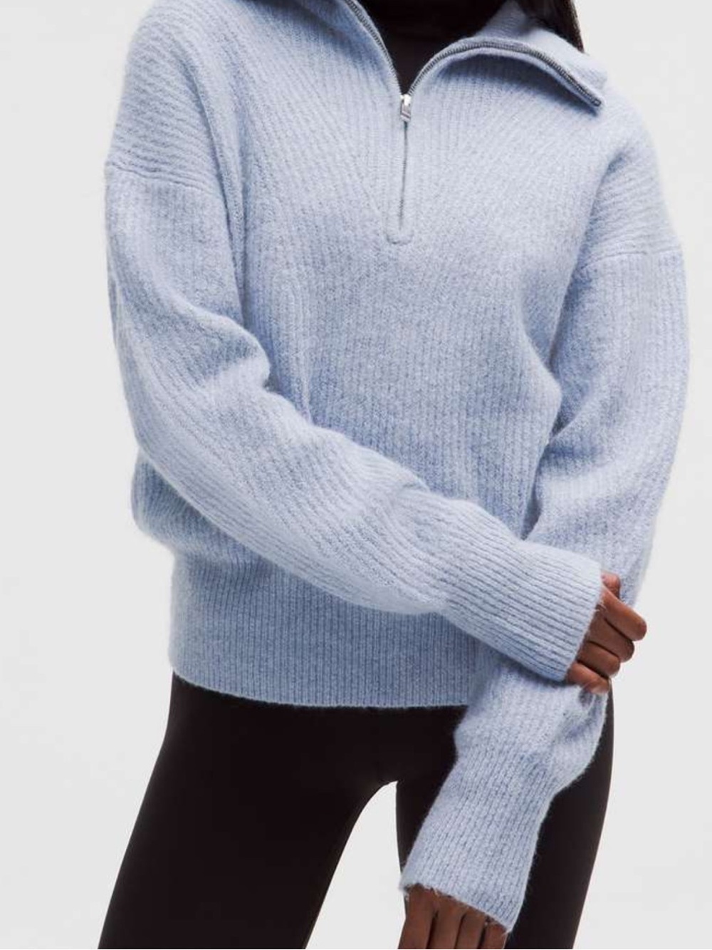 Lululemon Alpaca-Blend Collared Half-Zip Sweater Heathered Blue Willow M NWT